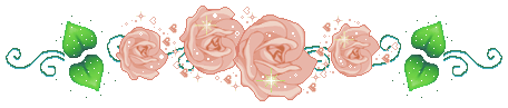 an animated image of pastel pink/tan roses and heart-shape leaves with vines; the flowers wiggle slighty and sparkle a bit