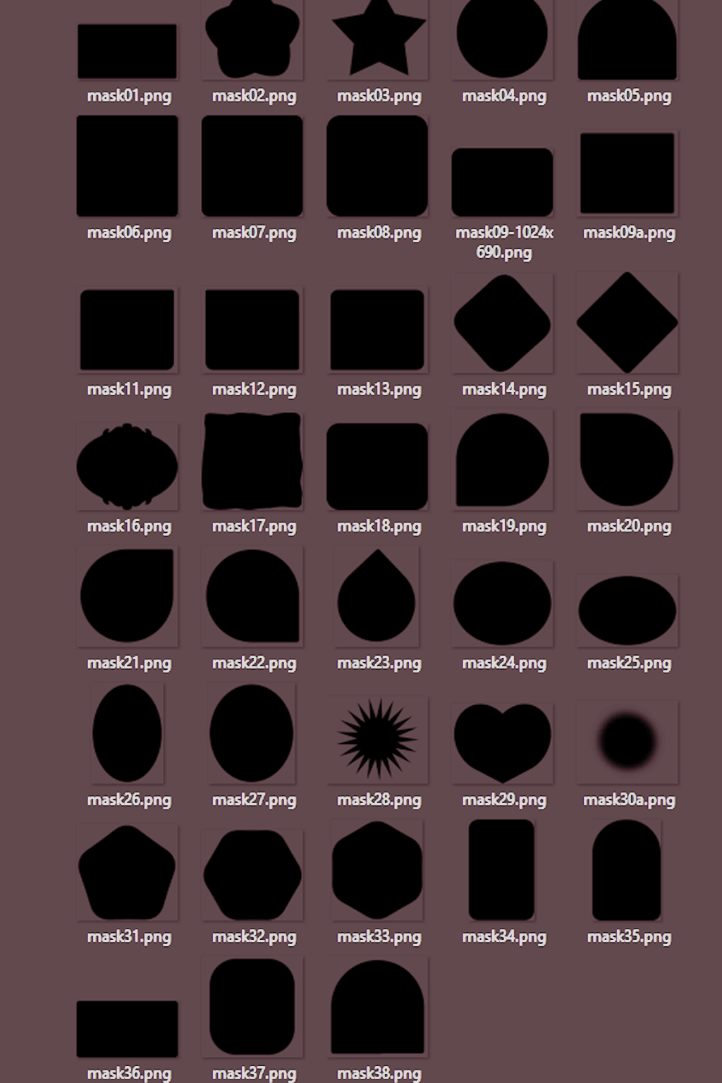 webcam masks (38 .png frames) - heyshadylady