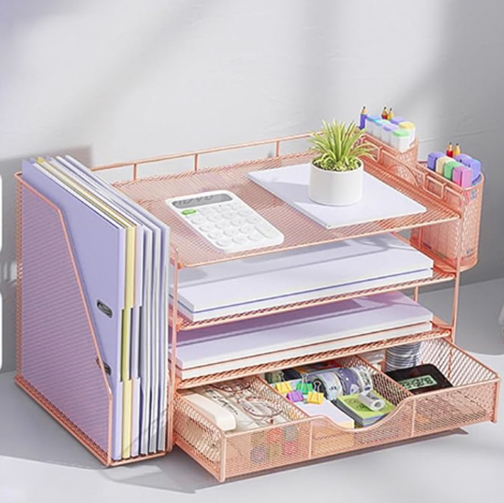 Organizer: gianotter 4-tier desk organizer with file + pen holder